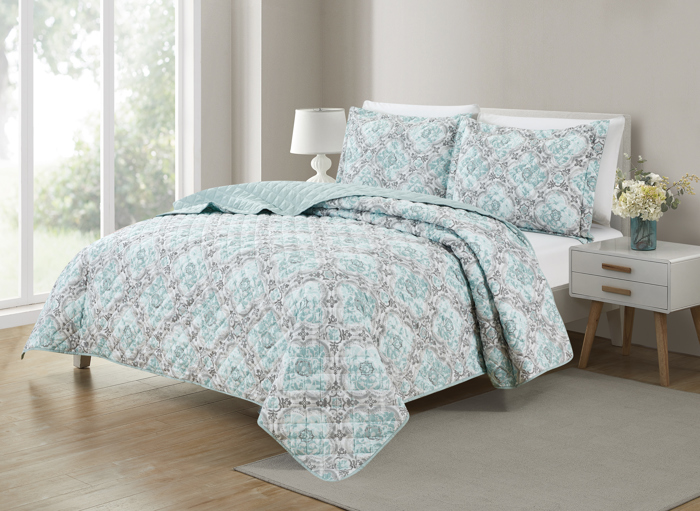 Bibb Home 3 Piece Printed Reversible Quilt Set