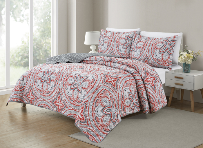 Bibb Home 3 Piece Printed Reversible Quilt Set