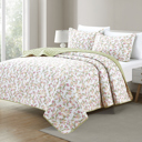 King Sage Blossom Bibb Home 3 Piece Printed Reversible Quilt Set