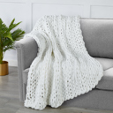 Decorative Throw Cream Kathy Ireland Chunky Chenille Plush Throw - 50" x 60"