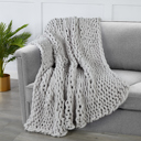Decorative Throw Light Grey Kathy Ireland Chunky Chenille Plush Throw - 50" x 60"