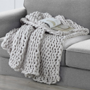 Decorative Throw Light Grey Kathy Ireland Chunky Chenille Plush Throw - 50" x 60"