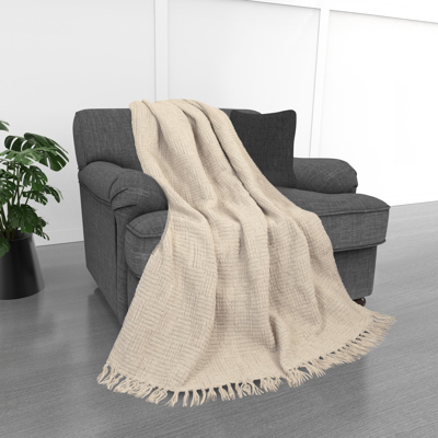 Kathy Ireland Oversized Chenille Polyester Fringed Basket Throw 50? X 70?