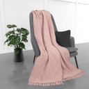 Decorative Throw Blush Kathy Ireland Oversized Chenille Polyester Fringed Basket Throw 50? X 70?