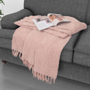 Decorative Throw Blush Kathy Ireland Oversized Chenille Polyester Fringed Basket Throw 50? X 70?