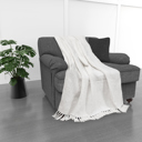 Decorative Throw Ivory Kathy Ireland Oversized Chenille Polyester Fringed Basket Throw 50? X 70?