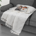 Decorative Throw Ivory Kathy Ireland Oversized Chenille Polyester Fringed Basket Throw 50? X 70?