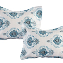 King Blue Paisley Bibb Home 8 Piece Comforter Set with Decorative Pillows