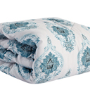 Queen Blue Paisley Bibb Home 8 Piece Comforter Set with Decorative Pillows