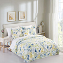 Queen Green Blue Floral Bibb Home 8 Piece Comforter Set with Decorative Pillows