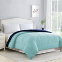 Full/Double Navy/Aqua Bibb Home 2-Tone Reversible Down Alternative Comforter