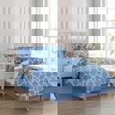 Queen Sky Blue Kathy Ireland 6 Piece Trellis Oversized Comforter Set