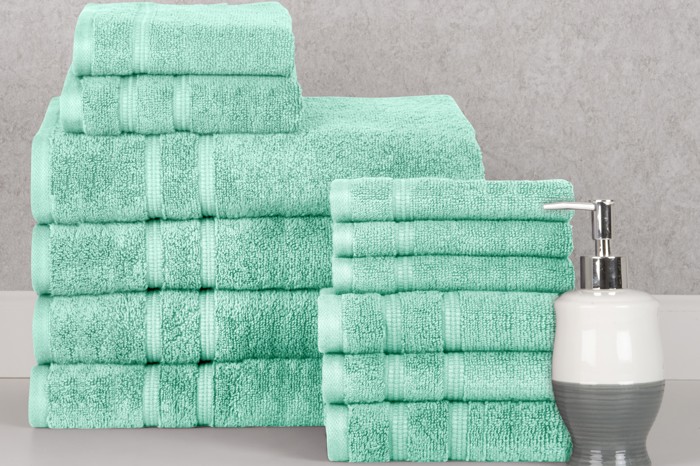 Bibb Home 12 Piece Zero Twist Egyptian Cotton Towel Set