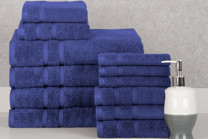 Bibb Home 12 Piece Zero Twist Egyptian Cotton Towel Set