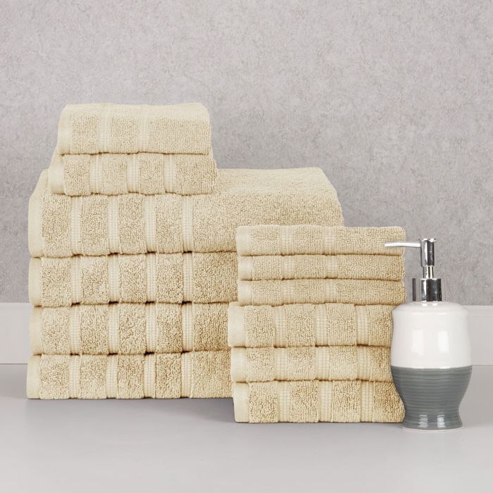 Bibb Home 12 Piece Zero Twist Egyptian Cotton Towel Set