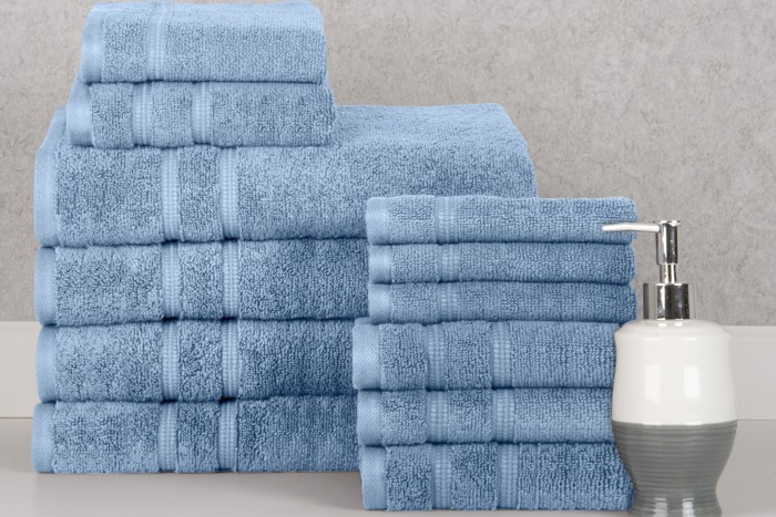 Bibb Home 12 Piece Zero Twist Egyptian Cotton Towel Set