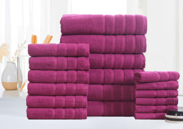 Bibb Home 18 Piece Zero Twist Egyptian Cotton Towel Set