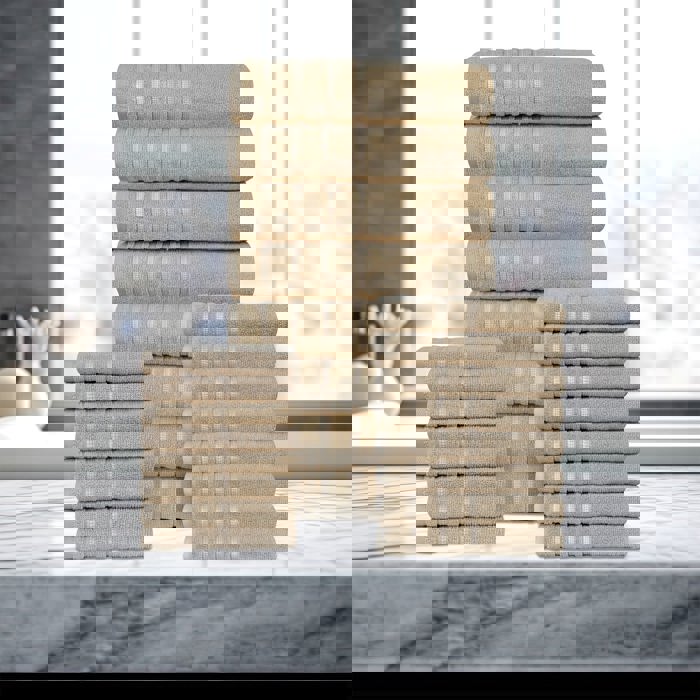 Bibb Home 24 Piece Zero Twist Egyptian Cotton Towel Set