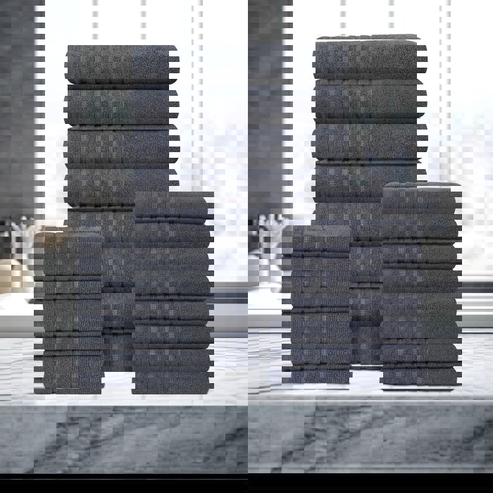 Bibb Home 24 Piece Zero Twist Egyptian Cotton Towel Set