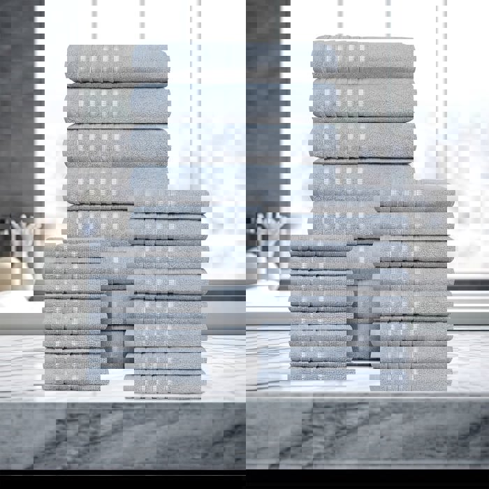 Bibb Home 24 Piece Zero Twist Egyptian Cotton Towel Set