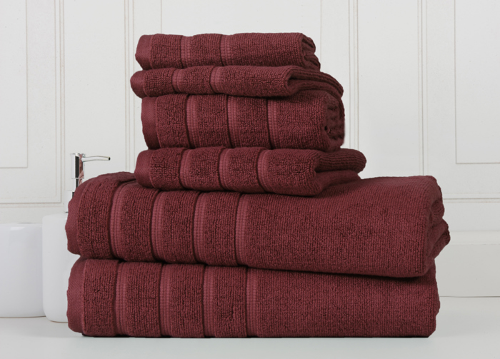 Bibb Home 6-Piece Zero Twist Egyptian Cotton Towel Set