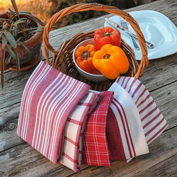 Dan River 10 Pack Cotton Flat Assorted Kitchen Towels
