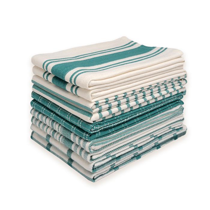 Dan River 10 Pack Cotton Flat Assorted Kitchen Towels