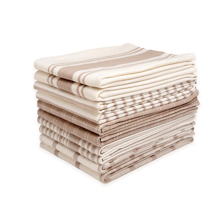 Dan River 10 Pack Cotton Flat Assorted Kitchen Towels