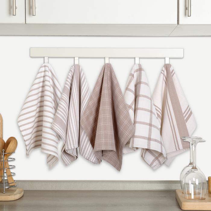 Dan River 10 Pack Cotton Flat Assorted Kitchen Towels