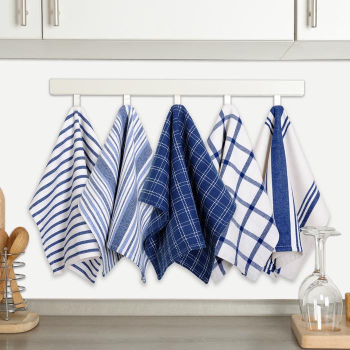 Dan River 10 Pack Cotton Flat Assorted Kitchen Towels