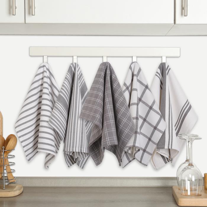 Dan River 10 Pack Cotton Flat Assorted Kitchen Towels