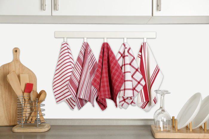 Dan River 10 Pack Cotton Flat Assorted Kitchen Towels