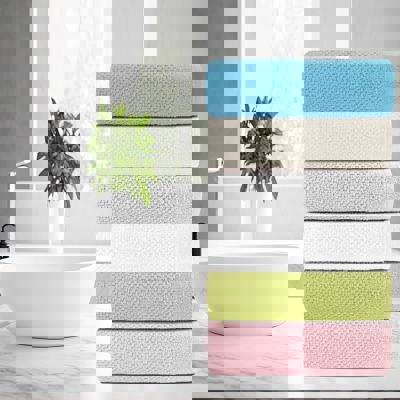 Dan River 6 Piece Popcorn Cotton Bath Towel Set