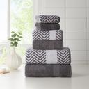6-piece Charcoal Kathy Ireland 6 Piece Chevron Jacquard Towel Set with LetsDry
