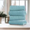 4-piece Aqua Bibb Home 4 Pack Ribbed Egyptian Cotton Bath Towel Set