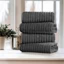 4-piece Charcoal Bibb Home 4 Pack Ribbed Egyptian Cotton Bath Towel Set