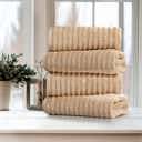 4-piece Linen Bibb Home 4 Pack Ribbed Egyptian Cotton Bath Towel Set