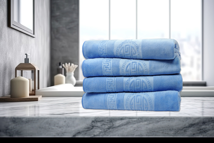 Dan River 4 Piece Embossed Microfiber Bath Towel Set