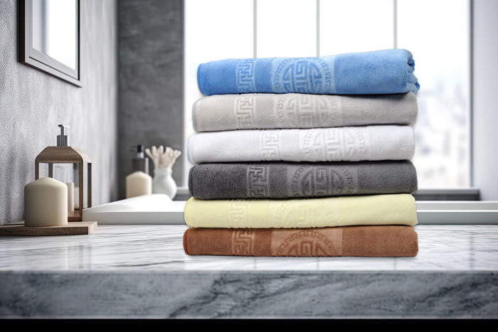 Dan River 4 Piece Embossed Microfiber Bath Towel Set