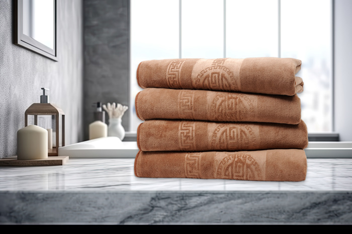 Dan River 4 Piece Embossed Microfiber Bath Towel Set