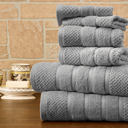 6-piece Popcorn Grey Bibb Home 6 Piece Egyptian Cotton Towel Set