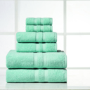 6-piece Solid Aqua Bibb Home 6 Piece Egyptian Cotton Towel Set