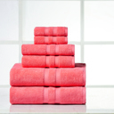 6-piece Solid Coral Bibb Home 6 Piece Egyptian Cotton Towel Set