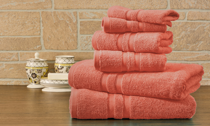 Bibb Home 6 Piece Egyptian Cotton Towel Set