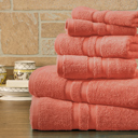 6-piece Solid Coral Bibb Home 6 Piece Egyptian Cotton Towel Set