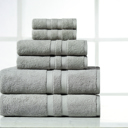 6-piece Solid Grey Bibb Home 6 Piece Egyptian Cotton Towel Set