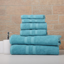6-piece Solid Teal Bibb Home 6 Piece Egyptian Cotton Towel Set