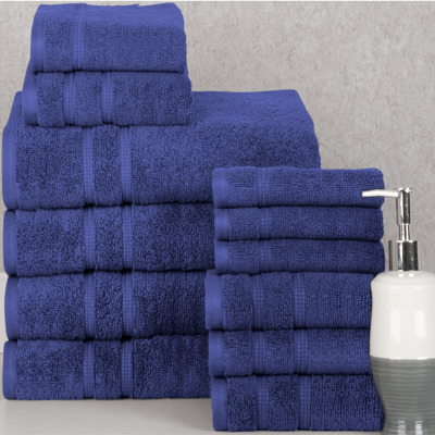 Bibb Home 12 Piece Zero Twist Egyptian Cotton Towel Set