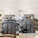 Full/Double Grey Bibb Home 2000 Count Tufted Duvet Cover (3-Piece)