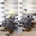 Full/Double Grey Bibb Home 2000 Count Tufted Duvet Cover (3-Piece)